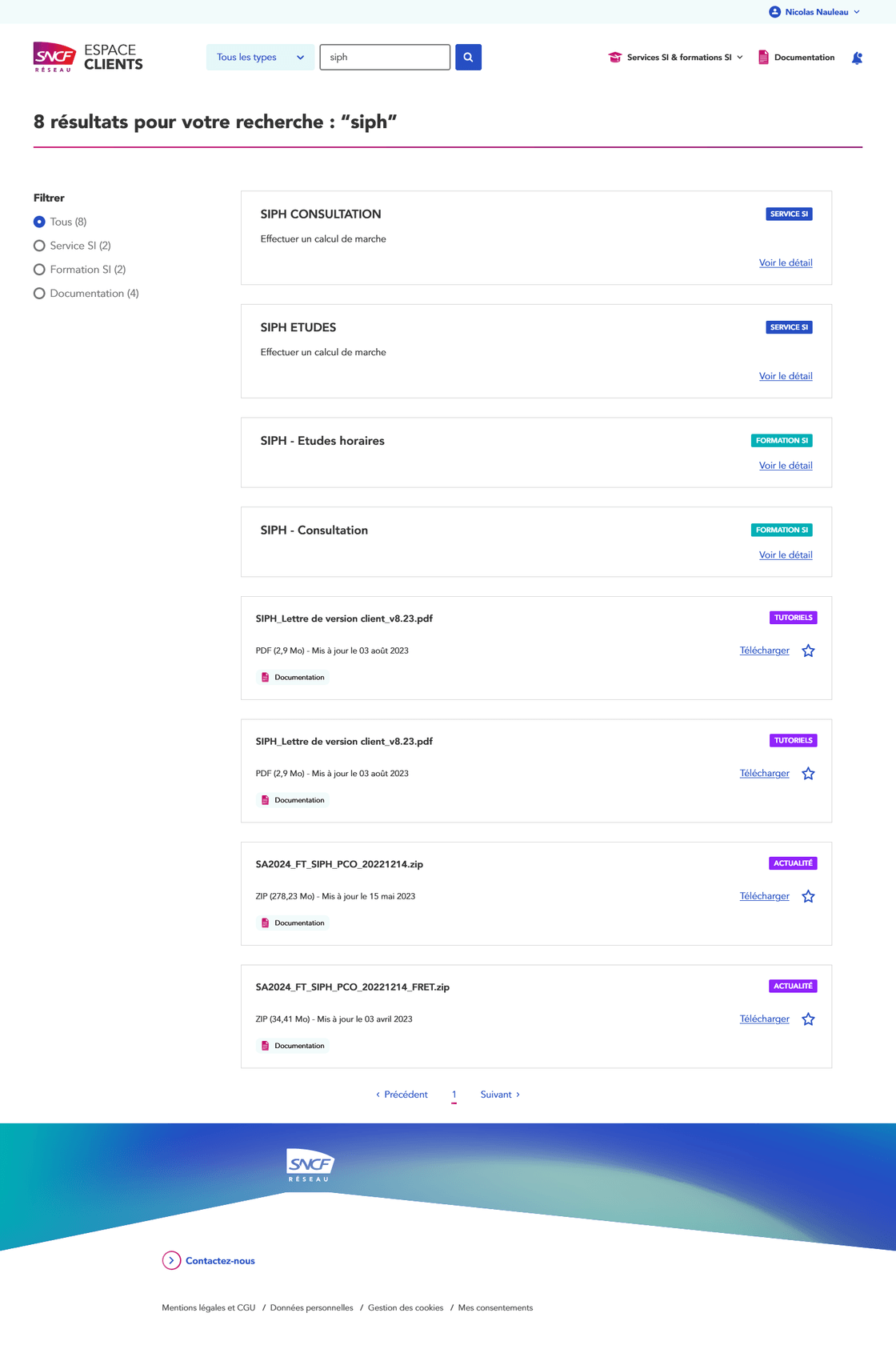 Page de recherche pro.reseau.sncf.fr